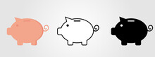 Piggy Bank Icon. Piggy Bank Saving Money Icon In Different Style. Baby Pig Piggy Bank. Vector Illustration
