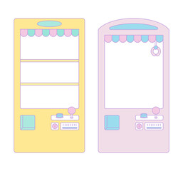 Colorful cute game machine, vending machine illustration graphic.