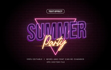 Summer Party Editable Text Effect With Neon Glow Style