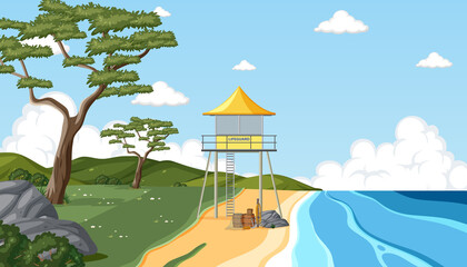 Wall Mural - Lifeguard tower at the beach