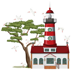 Sticker - Lighthouse isolated on white background