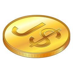 Wall Mural - Jamaican dollar gold coin with JMD currency sign in isometric top view isolated on white background. Introduction of digital currency by Central Bank of Jamaica. Design element.