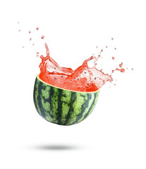 Wall Mural - Watermelon juice splash isolated on white background.