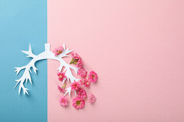 World lung day or lung healthy concept on two tone background