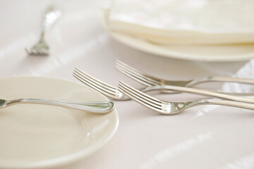 plate with fork and knife on the table