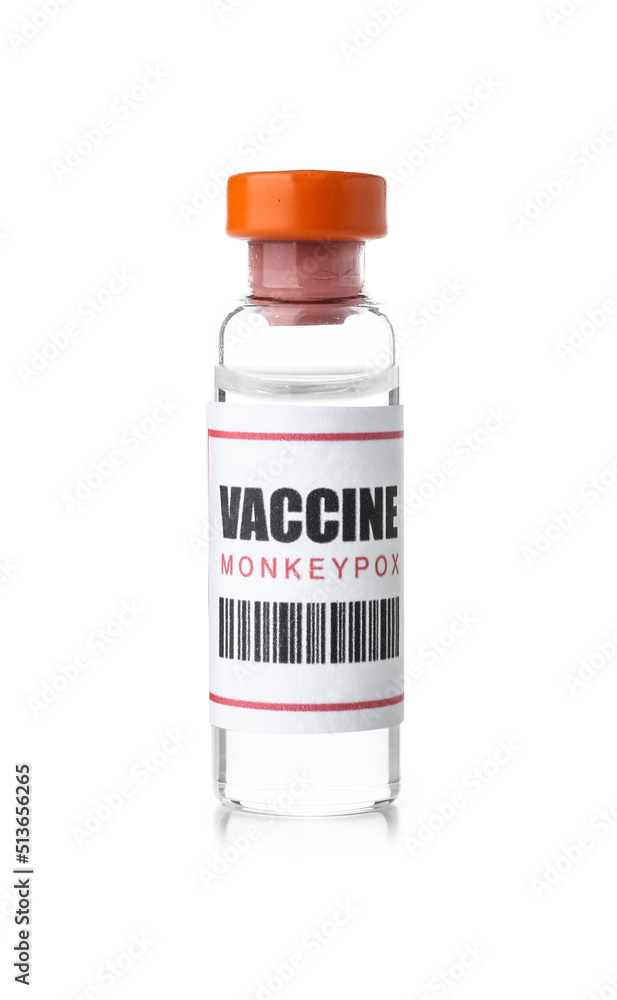 Monkeypox vaccine on white background