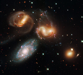 Wall Mural - galaxy wreckage in stephans quintet in constellation pegasus
