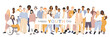 © Stafeeva - Happy Youth Day banner. People stand side by side together. Flat vector illustration.
