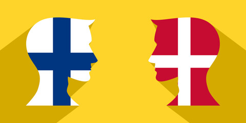 Wall Mural - face to face concept. finland vs denmark. vector illustration