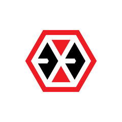 Sticker - Hexagon with EXE letter logo design vector