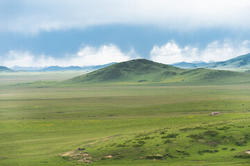 landscape with mountains and clouds