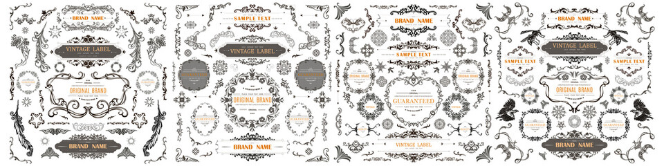 Wall Mural - set of vintage decorations flourishes elements.