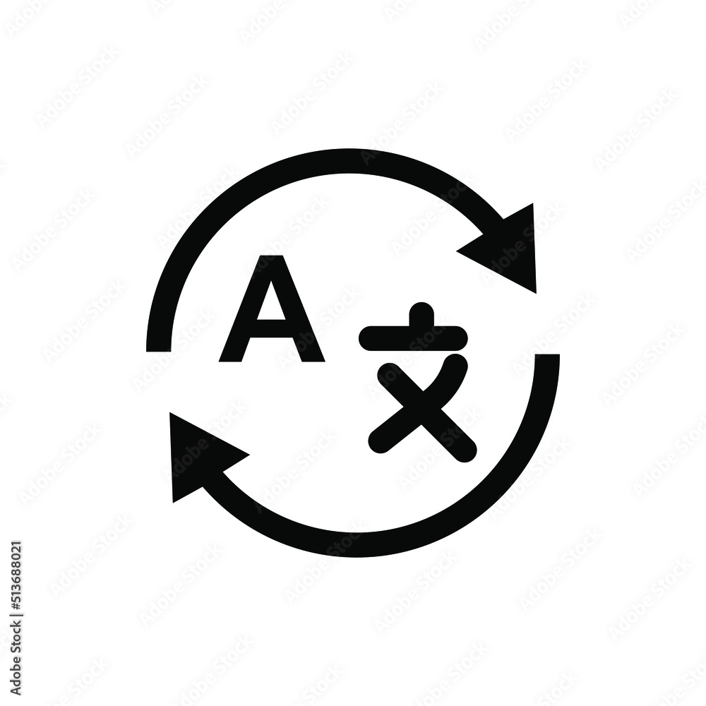 Icon for translator app. Chat bubbles with language translation icons ...