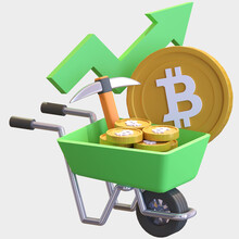 Bitcoin Mining High Profit 3d Icon Illustration