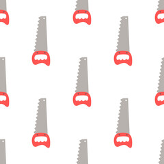 Sticker - vector seamless pattern with handsaw, hardware tools