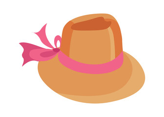 Canvas Print - Hat with ribbon. Vector illustration