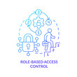 © bsd studio - Role-based access control blue gradient concept icon. Security management abstract idea thin line illustration. Assigning permissions. Isolated outline drawing. Myriad Pro-Bold font used