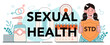Sexual health typographic header. Sexual health lesson for young
