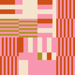Leinwandbilder - Modern vector abstract  geometric seamless pattern, background with stripes, rectangles and squares  in retro scandinavian style. Pastel colored simple shapes graphic pattern. Abstract mosaic artwork.
