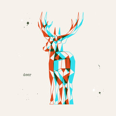 Poster - Polygon deer. Low poly animal. Geometric stereoscopic logo icon