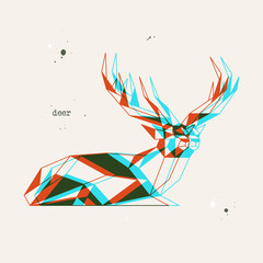 Poster - Polygon deer. Low poly animal. Geometric stereoscopic logo icon