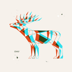 Poster - Polygon deer. Low poly animal. Geometric stereoscopic logo icon