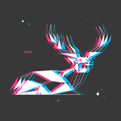 Poster - Polygon deer. Low poly animal. Geometric stereoscopic logo icon