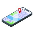Smartphone store locator icon isometric vector. Shop retail. Location mobile