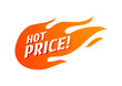 Hot price fire sign, promotion fire banner, price tag, hot sale, offer, price.
