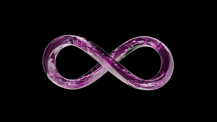 3d render Glass infinity inside pink liquid with foam with alpha channel