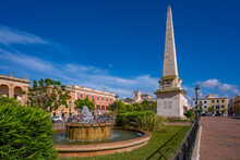 View Of The Obelisc De Ciutadella In Placa Des Born, Ciutadella, Menorca, Balearic Islands