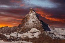 Matterhorn, 4478m, At Sunrise, Zermatt, Valais, Swiss Alps, Switzerland