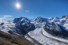 Monte Rosa Massif With Dufourspitze, 4633m, And Liskamm With Gorner Glacier, Zermatt, Valais, Swiss Alps, Switzerland
