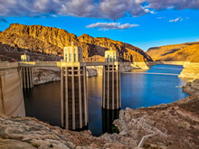 Hoover Dam At Sunset, Nevada, United States Of America