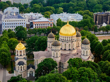 Nativity Of Christ Orthodox Cathedral, Elevated View, Riga, Latvia