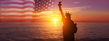 Statue Of Liberty. USA. National Holiday Concept.