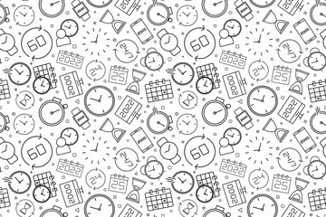 Sticker - Vector time pattern. Time seamless background