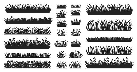 Wall Mural - Grass flat Vector Silhouettes Collections