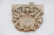 Stone carved coat of arms of Tomasz Zamoyski from around 1620 on facade of 16th century Town Hall