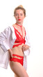 © Denis Kadatsky - woman in red lingerie on white background