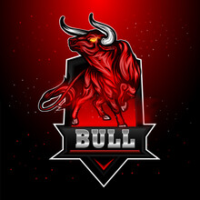 Wild Red Bull Esport Gaming Mascot Logo 