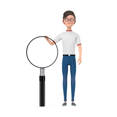 Poster - Cartoon Character Person Man with Magnifying Glass. 3d Rendering