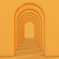 Poster - Architecture Interior Empty Yellow Walls Arched Pass. 3d Rendering