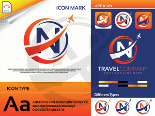 letter n travel logo premium vector