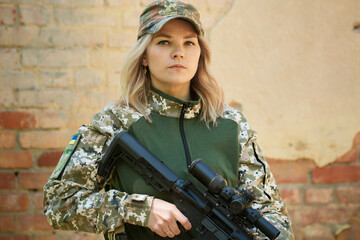 Sticker - Portrait of a Ukrainian military woman