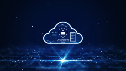 Wall Mural - cloud and edge computing technology concept. there is a prominent large cloud icon in the center wit