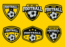Set Of Soccer Logo Or Football Club Sign Badge. Football Logo With Shield Background Vector Design