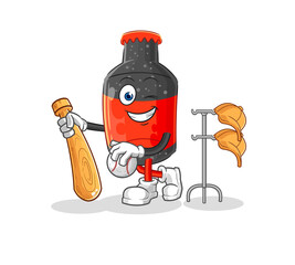 Sticker - cola playing baseball mascot. cartoon vector