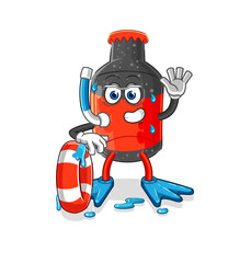 Canvas Print - cola swimmer with buoy mascot. cartoon vector