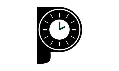 logo letter P time clock